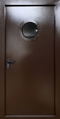 Однопольная противопожарная дверь ei-60 из оцинкованной стали с круглым остеклением